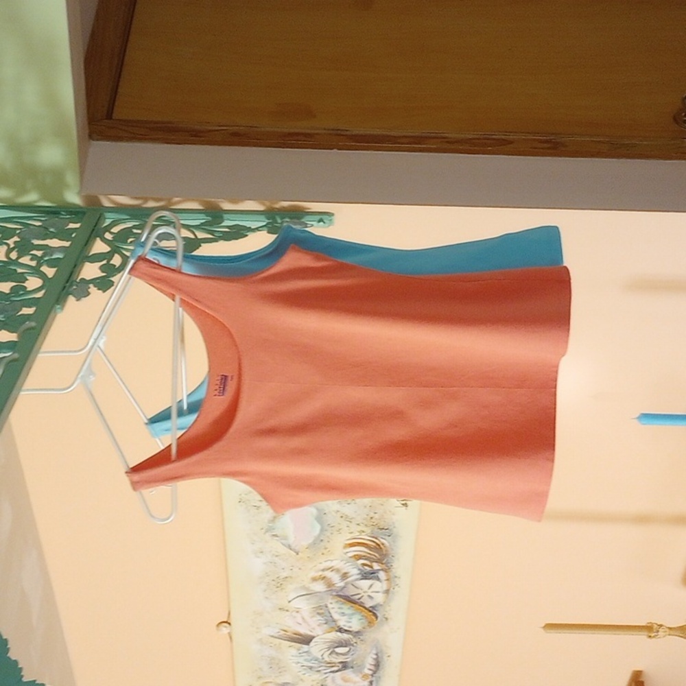 Tank Tops Aqua, Peach Medium
